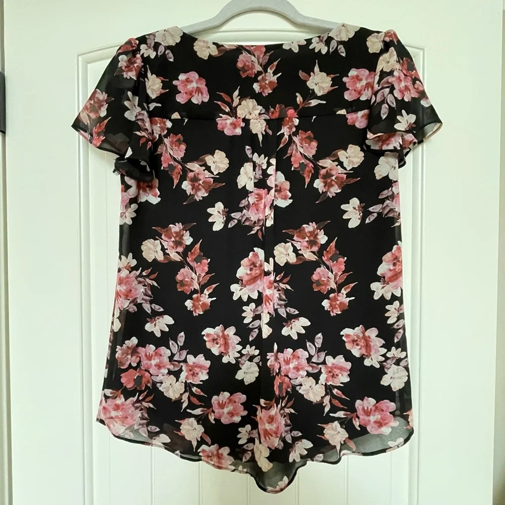 Stitch Fix Fortune + Ivy Naya Scoop Neck Blouse Black Pink Floral Print Size XS - Picture 5 of 8